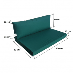 Un juego de almohadas para palets verde PPRPALZIE